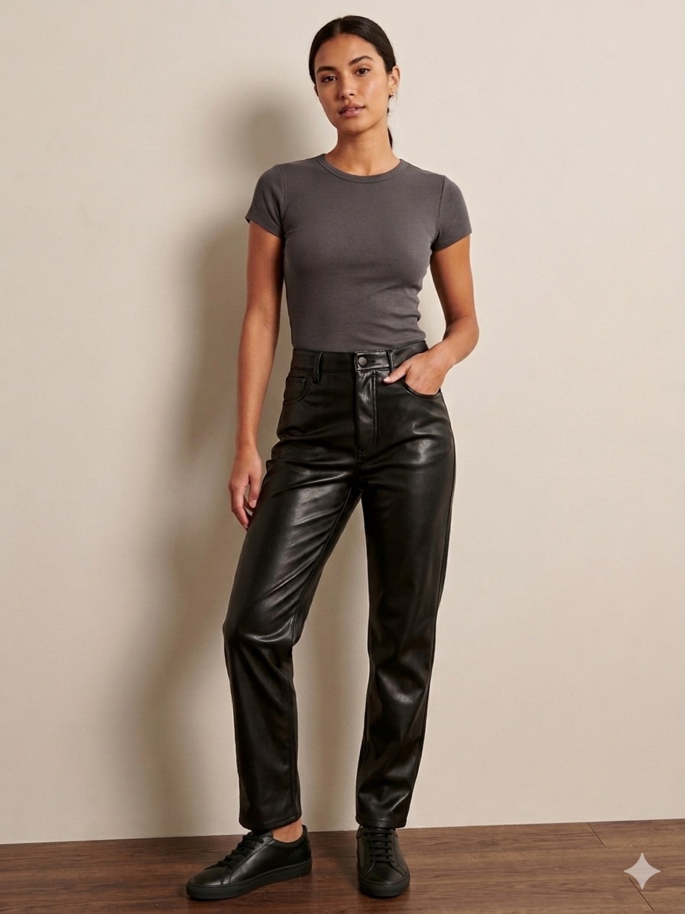 Abercrombie & Fitch Curve Love 90s Relaxed High Rise Vegan Leather Pants 28